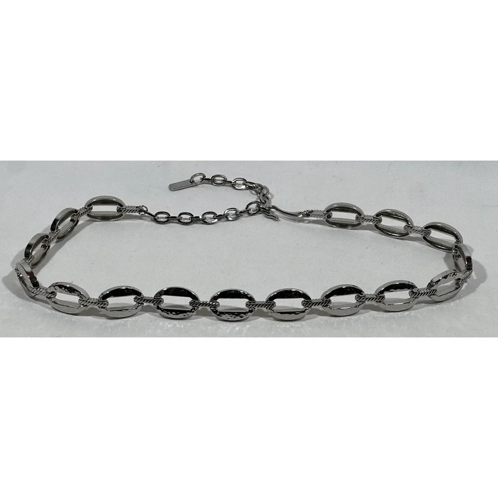 Womens Silver Metal Belt Adjustable Up To 38 Minimalist Y2K Statement Waist